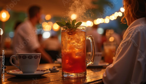 Communication. Socializing. Relaxing after-work tea and drinks at the rooftop BBQ. Beer. Highballs. Outdoors.