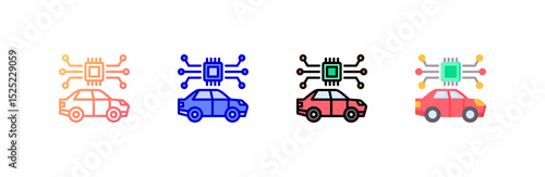Smart Car icon set multiple style collection