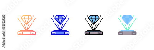Hologram icon set multiple style collection