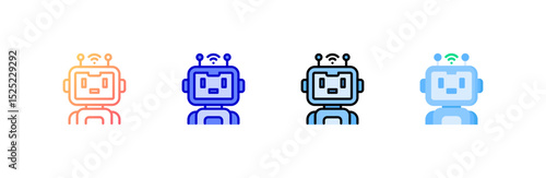 Robot icon set multiple style collection