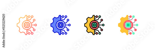Artificial Intelligence icon set multiple style collection