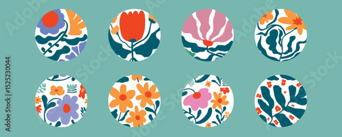 wavy groovy flower element object in naive style
