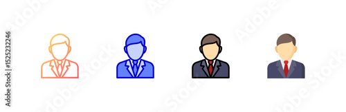 Businessman icon set multiple style collection