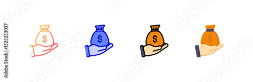 Income icon set multiple style collection