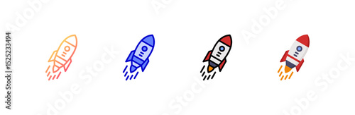 Start Up icon set multiple style collection