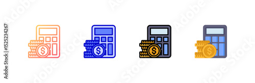 Calculator icon set multiple style collection