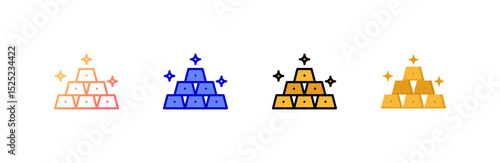 Gold icon set multiple style collection