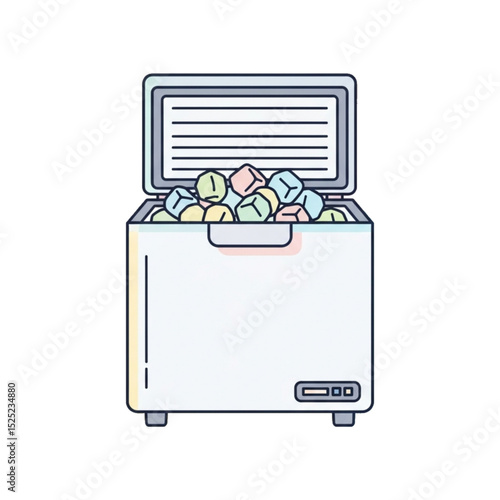 Freezer with ice buildup.