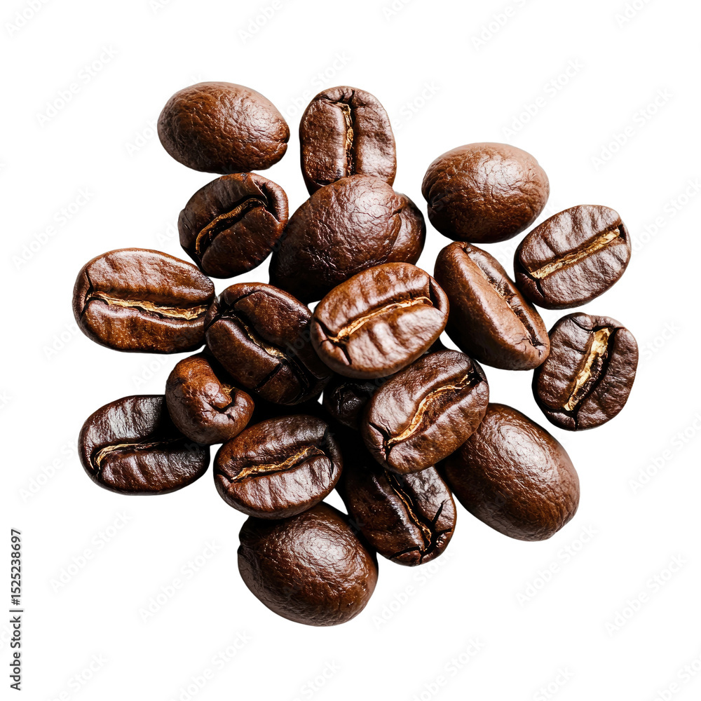 Freshly Roasted Coffee Beans Piled on a White Background Freshly Roasted Coffee Beans Piled on a White Background