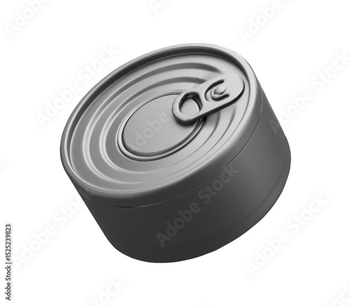 3d metal can of food for a hike. Canned food icon. Stock vector illustration on isolated background.