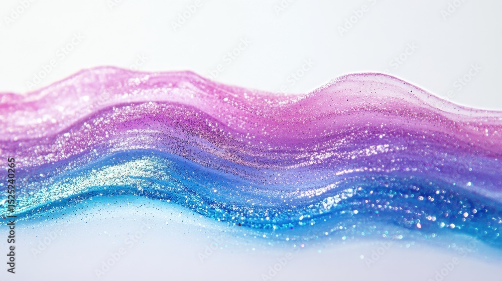 Subtle wave patterns formed by glitter trails on a smooth white surface Subtle wave patterns formed by glitter trails on a smooth white surface