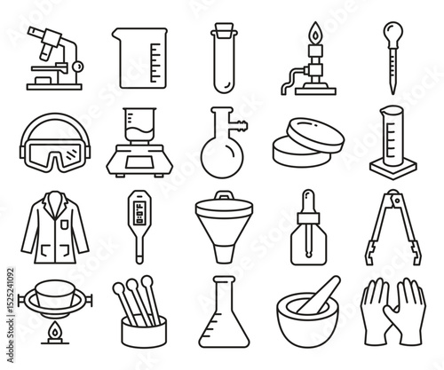 lab and science equipment icons set
