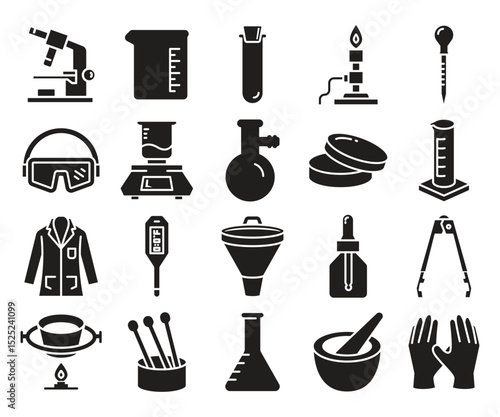 lab and science equipment icons set
