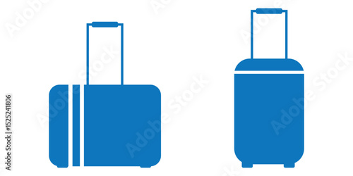 Luggage trolley line icon set, travel suitcase symbol. Suitcase icon set. Valise, baggage, luggage icon. Luggage suitcase, travel bag icons. Trip baggage sign vector icons illustration in transparent.