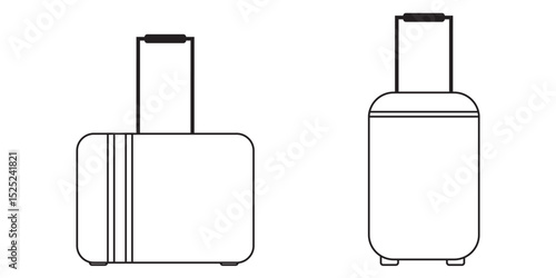 Luggage trolley line icon set, travel suitcase symbol. Suitcase icon set. Valise, baggage, luggage icon. Luggage suitcase, travel bag icons. Trip baggage sign vector icons illustration in transparent.