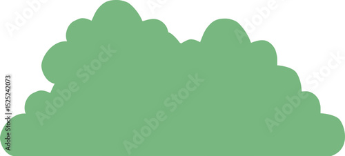 초록색 수풀 실루엣 일러스트, 배경 디자인용 평면 스타일의 자연 요소