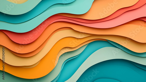 Pastel colored wavy layers creating an abstract, serene, and smooth texture