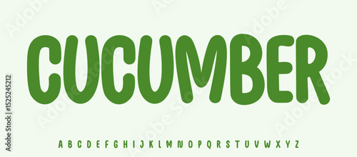 Summer Cucumber lettering, cartoon joyful colored alphabet, rounded playful font for bright kid fresh product headline, friendly logo. Childish typographic design. Packaging typography. Vector typeset