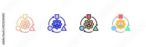 Adaptability icon set multiple style collection