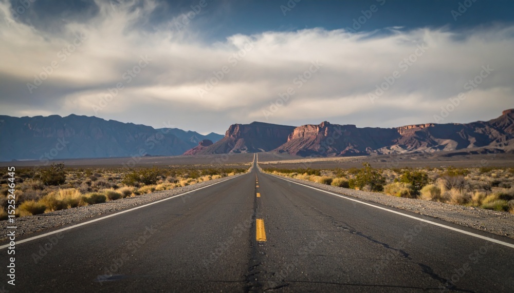 Naklejka premium Long desert asphalt road