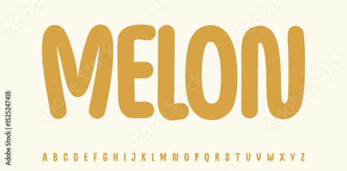 Summer Melon lettering, cartoon joyful colored alphabet, rounded playful font for bright kid fresh product headline, friendly logo. Childish typographic design. Packaging typography. Vector typeset