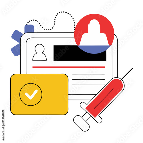 Vaccination card with syringe and profile icon healthcare illustration