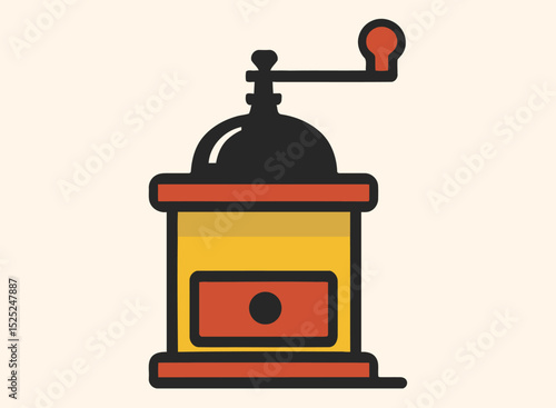 Vintage Coffee Grinder Illustration Retro Manual Grinder Clipart
