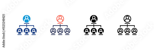 Organization Structure icon set multiple style collection