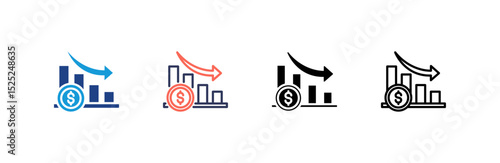 Recession icon set multiple style collection