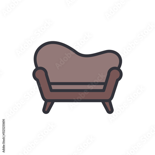 Elegant Chaise Lounge Icon In Muted Tones On Transparent Layer