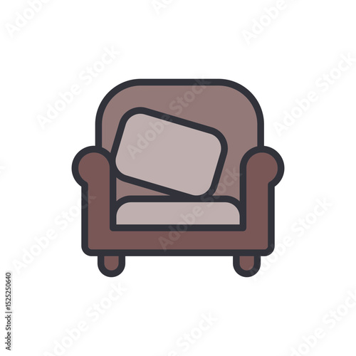 Comfortable Armchair With Cushion Isolated On Transparent Background