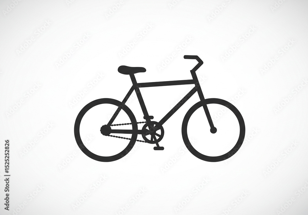 A simple black silhouette of a bicycle with a seat, handlebars, wheels, and chain on a white background A simple black silhouette of a bicycle with a seat, handlebars, wheels, and chain on a white background
