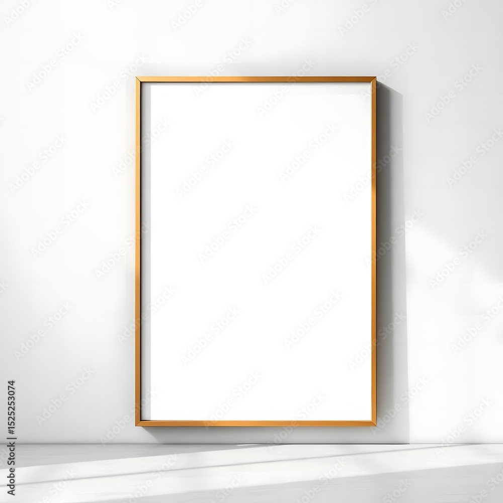 Elegant Gold Frame Mockup Blank Poster Template for Modern Interior Design Elegant Gold Frame Mockup Blank Poster Template for Modern Interior Design