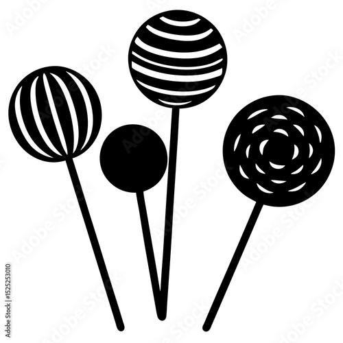 set of colorful lollipops isolated