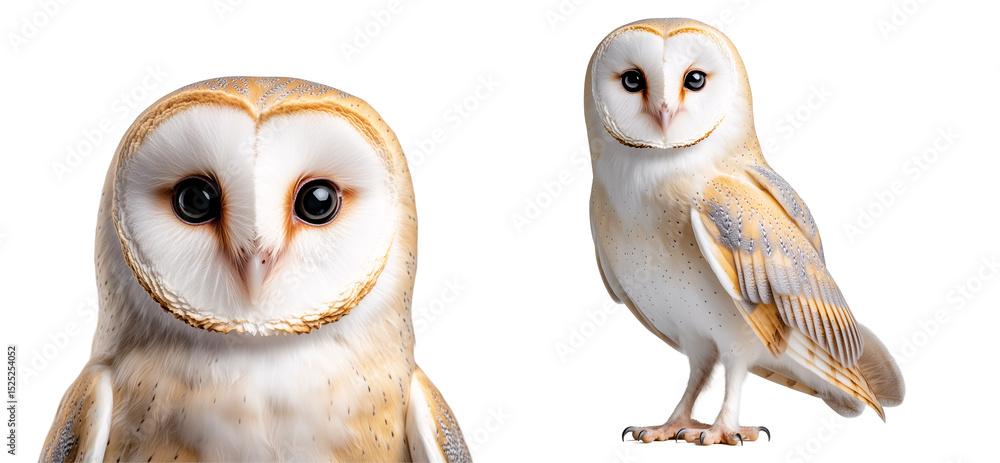 Fototapeta premium set of owl isolated on a transparent background 