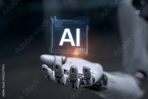 A hand holding a glowing icon representing generative AI, symbolizing the power of artificial intelligence 