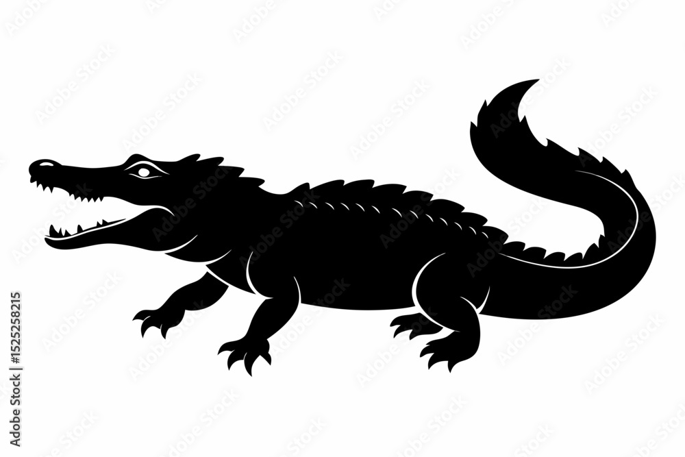 Obraz premium crocodile sihouette black vector