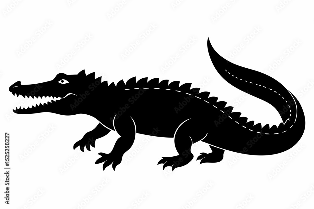 Obraz premium crocodile sihouette black vector