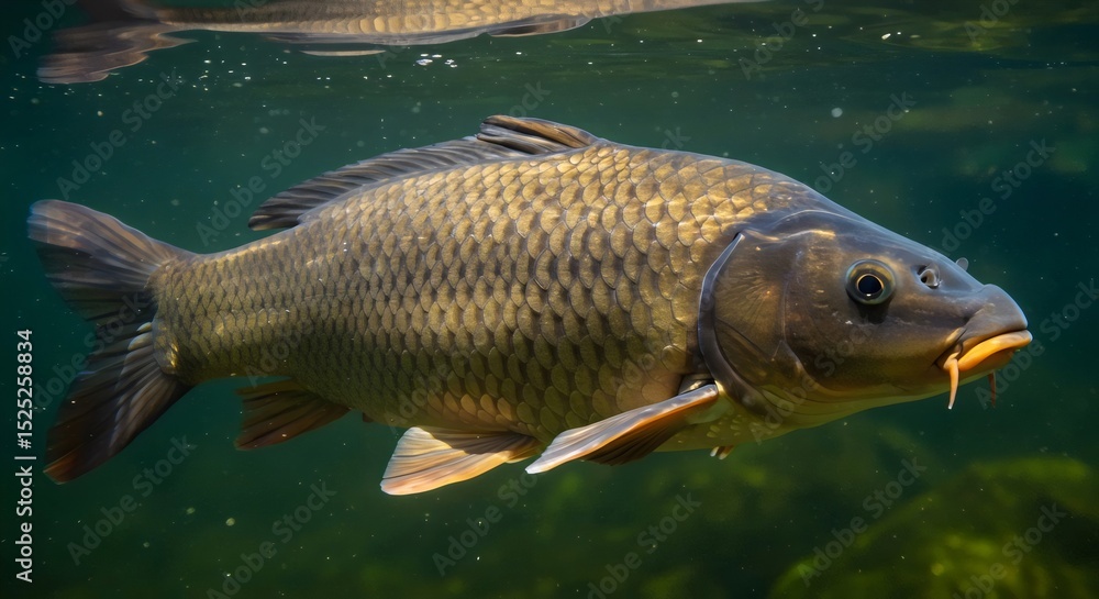 Fototapeta premium Underwater Macro Shot of a Carp In Motion