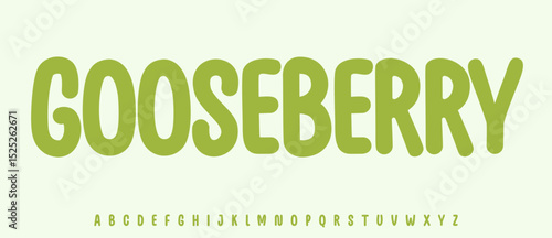 Summer gooseberry lettering, cartoon joyful color alphabet, rounded playful font for bright fresh product headline, friendly logo. Childish typographic design. Packaging typography. Vector typeset