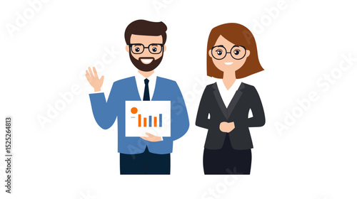 Business colleagues presenting growth chart in a corporate setting