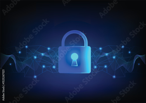 Lock technology, privacy security background. Concept of safty protection, shield encryption, abstract illustration of network firewall digital access, padlock for network security system, keyhold.