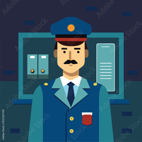 Explore our precise flat vector illustration depicting an officer in an evidence room, perfect for crime scene investigation and law enforcement-themed projects.
