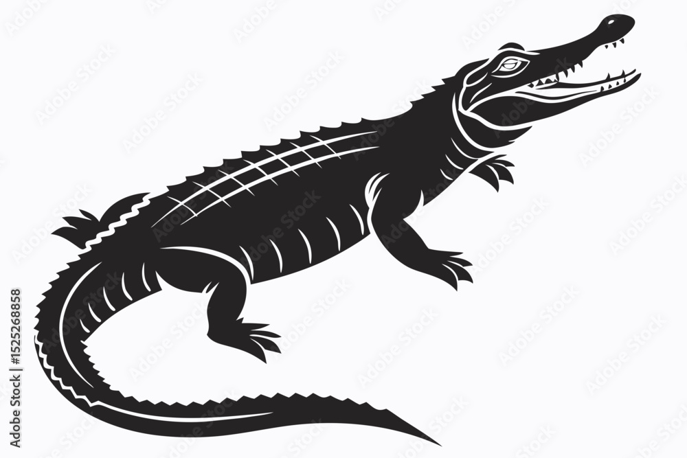 Fototapeta premium alligator sihouette black vector