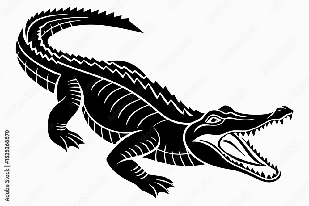 Fototapeta premium alligator sihouette black vector