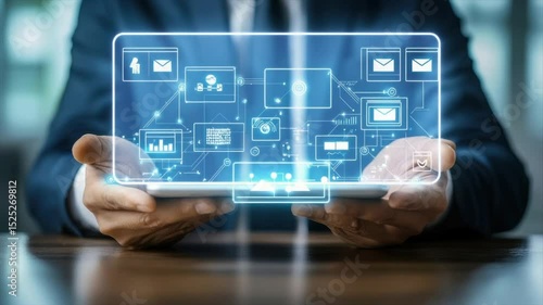 Wallpaper Mural Businessperson using a tablet with interactive interface Torontodigital.ca