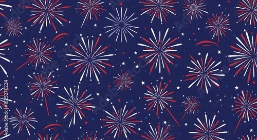 Wallpaper Mural Red, White, and Blue Fireworks Seamless Pattern Festive Background Illustration Torontodigital.ca