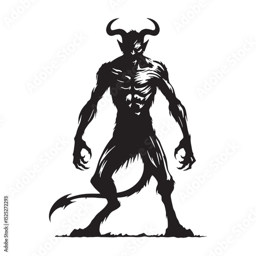 Vector Ancient Demon outline figure - demon silhouette - demon vector - silhouette of demon - cursed beast icon design
