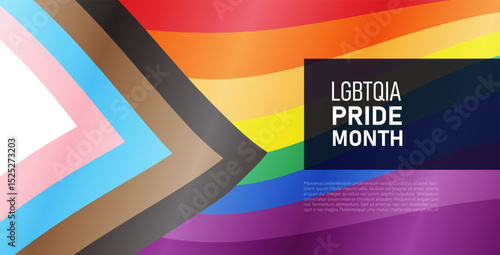 Pride month banner, colorful Background. LGBTQ pride month banner with new pride flag background. Vector template background. Pride Month Colorful Rainbow Concept LGBT.