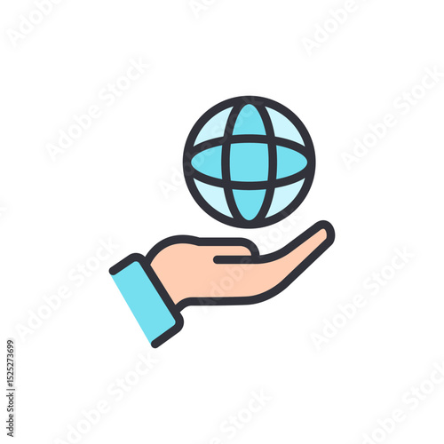 Palm Presenting A Stylized World Globe With An Elegant And Colorful Design